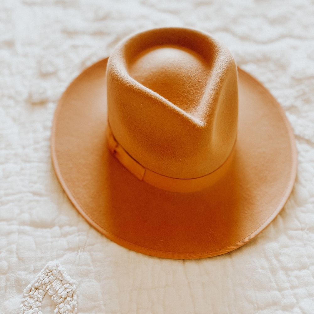 GIGI PIP Camel Felt Wide-Brim Hat